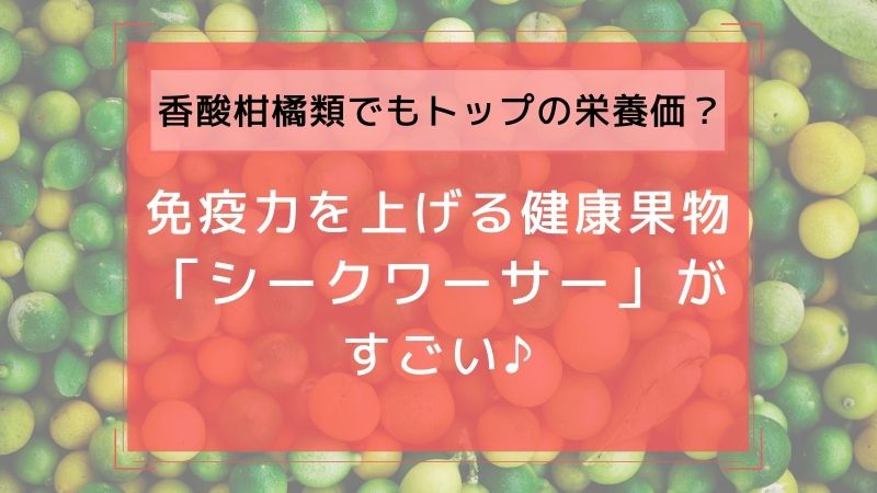 香酸柑橘類でもトップの栄養価 免疫力を上げる健康果物 シークワーサー がすごい 南国モリンガ